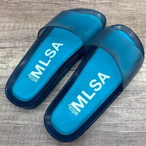 MELISSA MLSA Slides Sandals Womens Size 5 Blue Transparent Jelly Beach Lounge
